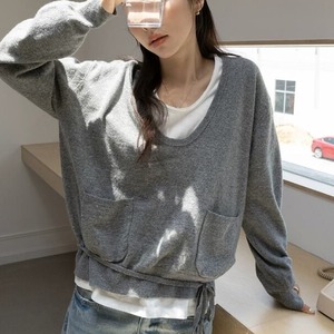 ribbon hem wide neck pullover 14781