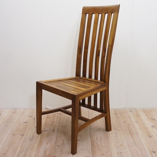 チーク無垢材 ダイニングチェア サントスNA アジアン家具 椅子 ハイバックチェア 木製いす 天然木イス  バリ家具