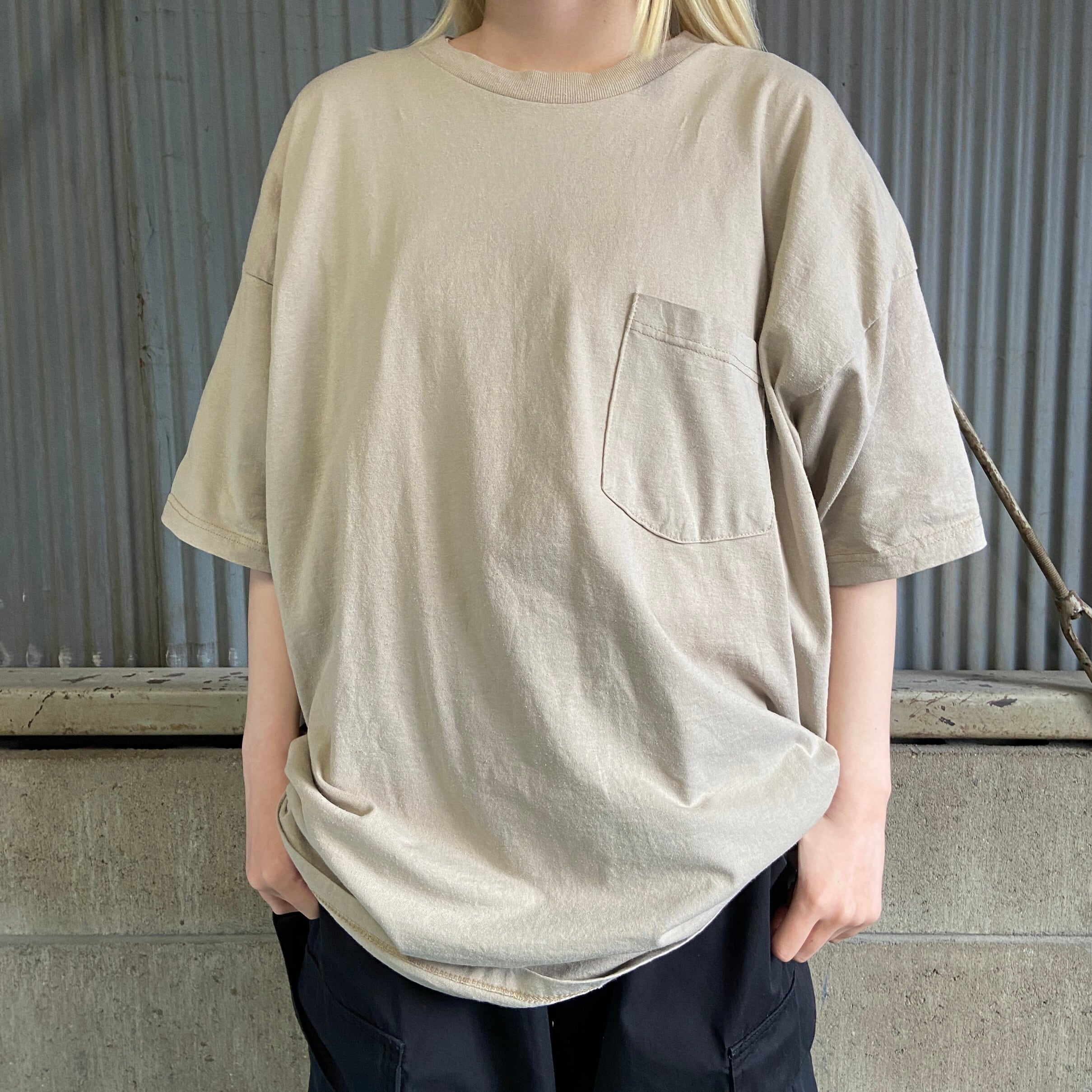 90s 無地 フルーツ オブ ザ ルーム ヴィンテージ シングルステッチ 2XL