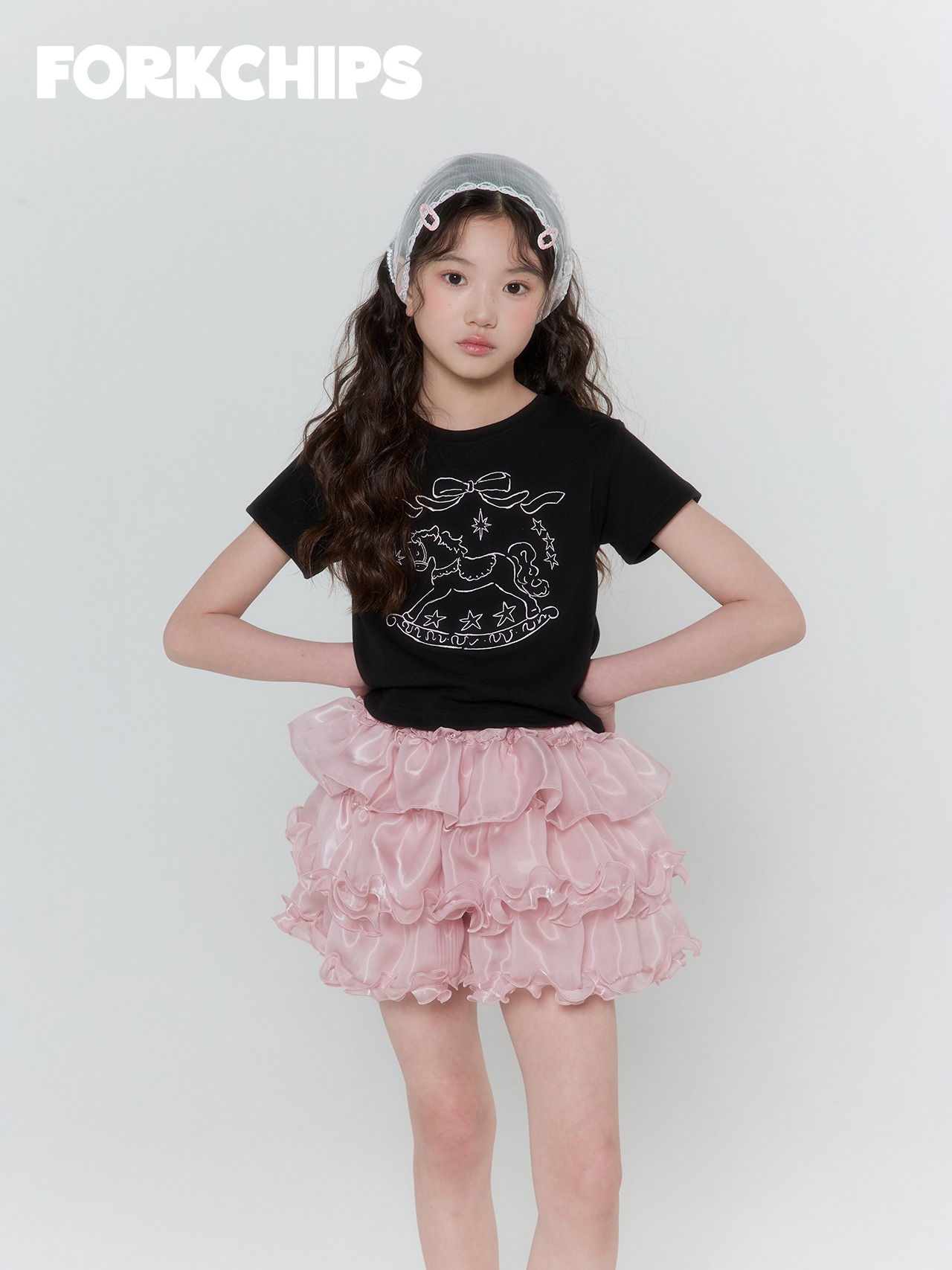 [FORKCHIPS] Horse Embroidery T-shirt / [포크칩스] 홀스자수티셔츠