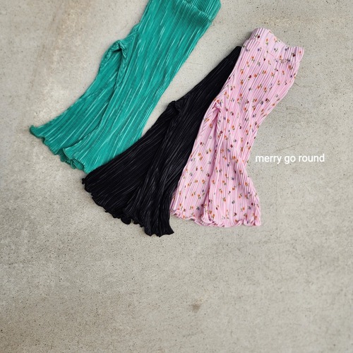 [merry go round] Pleated Bootcut Jeans (Pink Flower) / [메리고라운드] 플리츠부츠컷(핑크플라워)