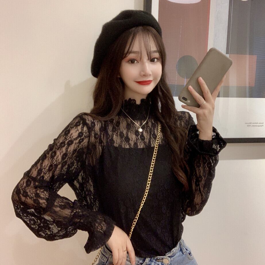 スプリングオータムスタイルブラウス レースシャツ レディース ロング 春物 秋物 萌量不足8971176927