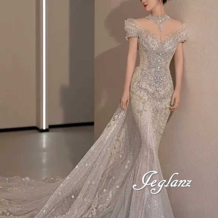 気品 ウエディング カラードレス 刺繍 レース ビジュー ファンシー (MB313)π