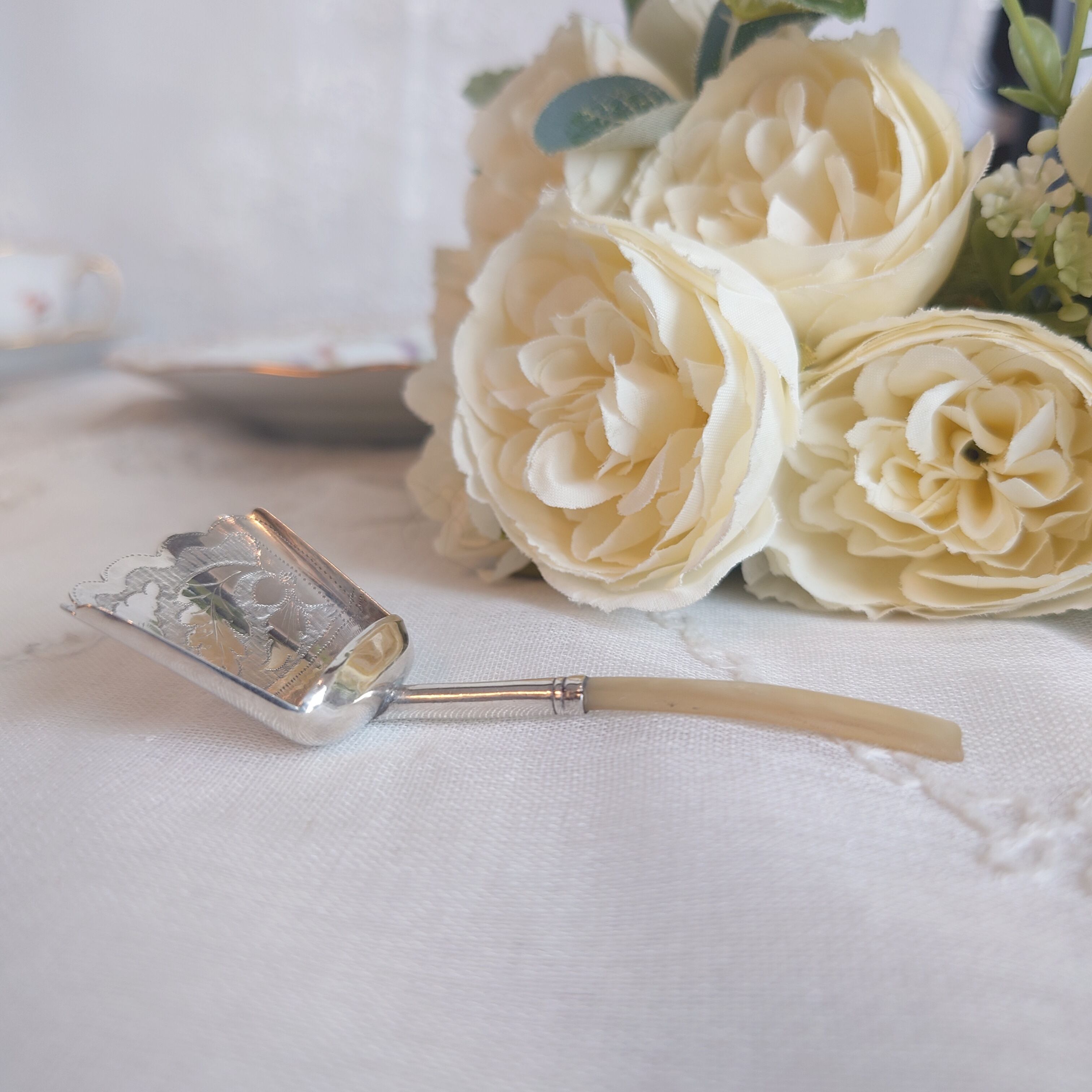 白蝶貝ハンドル 純銀 ティーキャディースプーン 1818年 | アンティーク