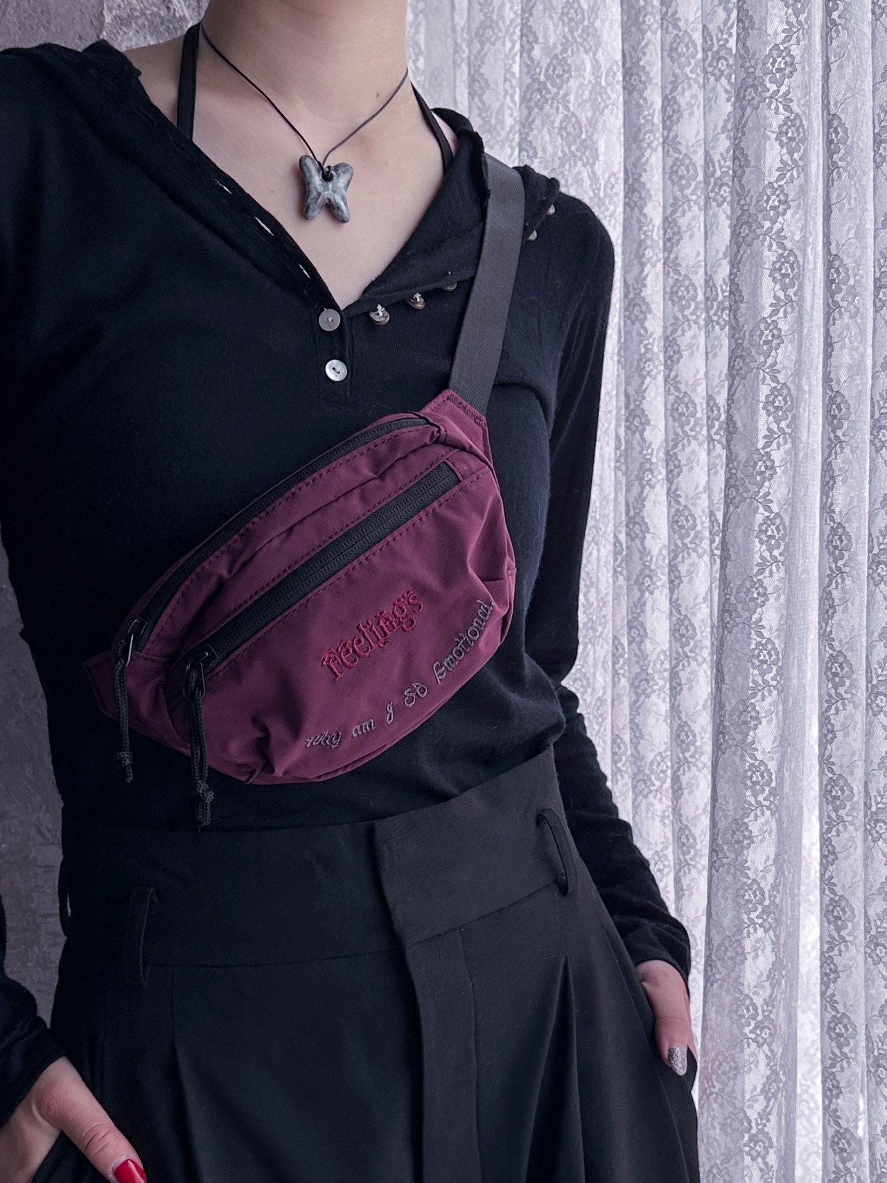 Bababa original／Waist bag（Burgundy）