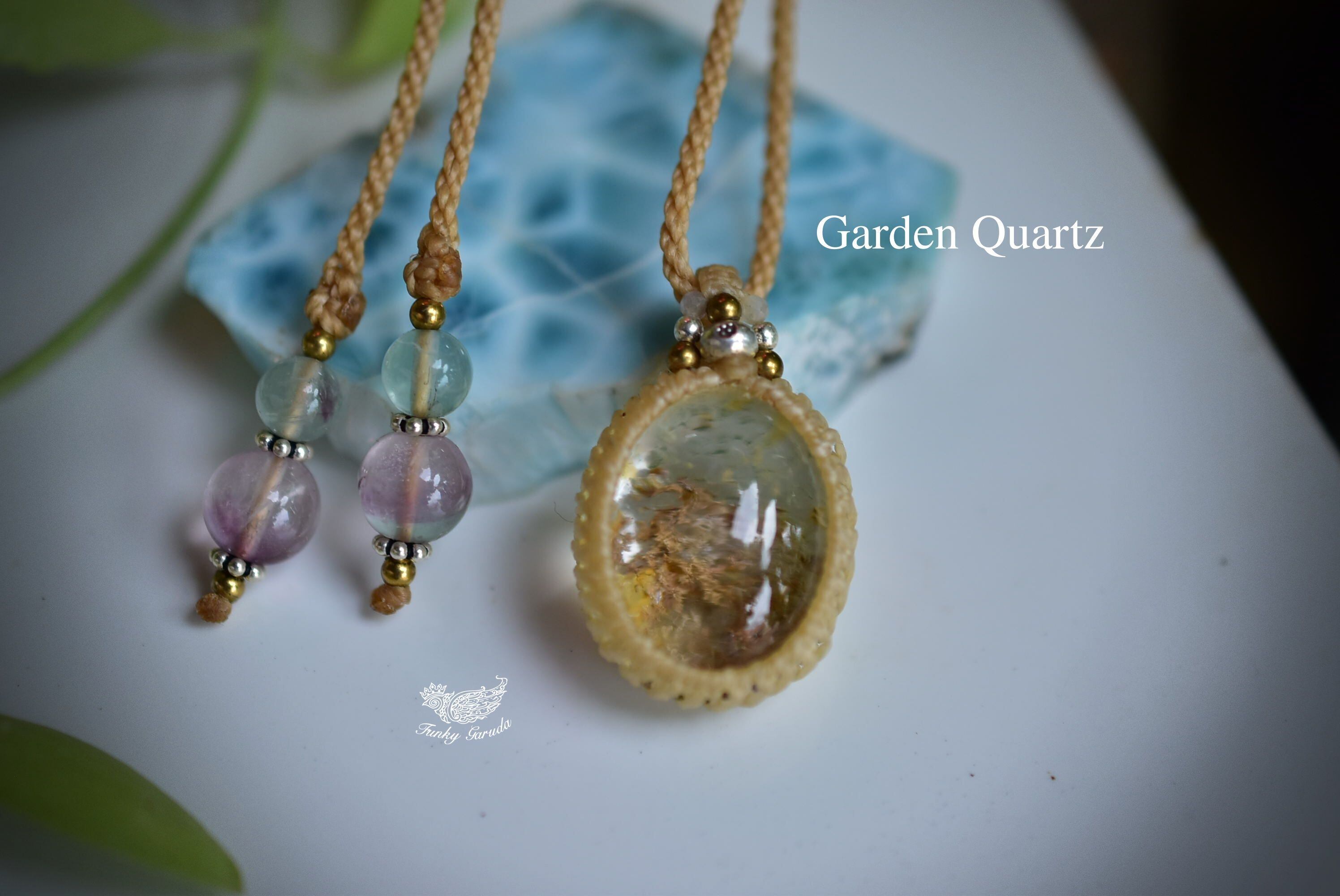優しい小庭★ガーデンクォーツ マクラメペンダント169