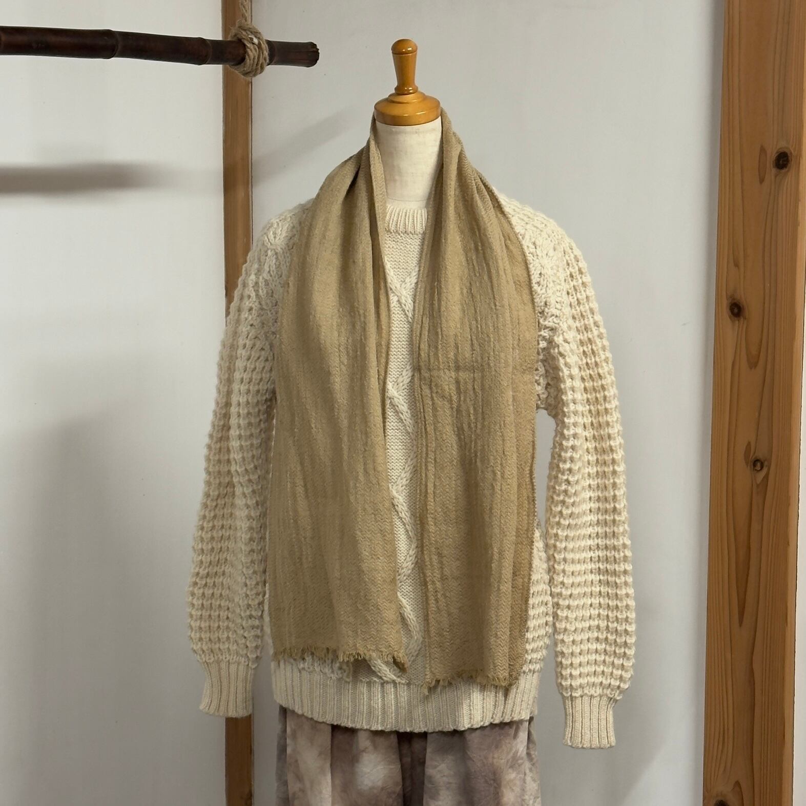 手染め 綿ウールやわらかストール｜スターチス染め（植物染め