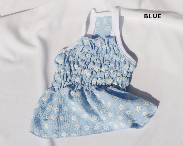 【SALE】daisy onepiece S ~ XL 3color  /  犬服 春夏 新作 ワンピース 小型犬 中型犬 犬の服 ドレス 袖なし 花柄 ドッグウェア 可愛い お揃い onepiece46