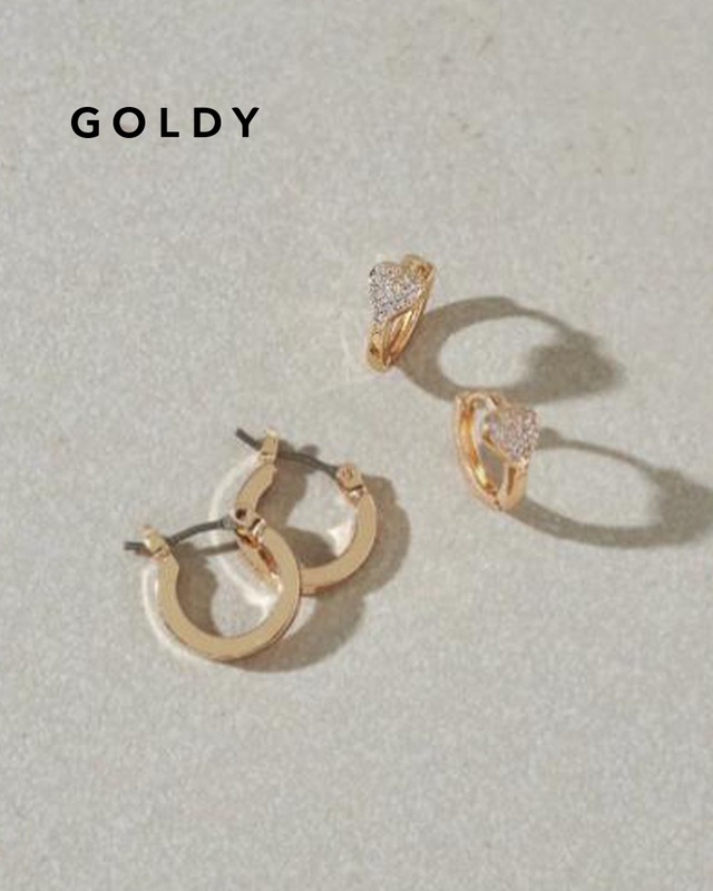 GOLDY/ゴールディ/キュービックジルコニア ハート 2ペア ピアス/アクセサリー/1240407【追跡可能メール便180円】