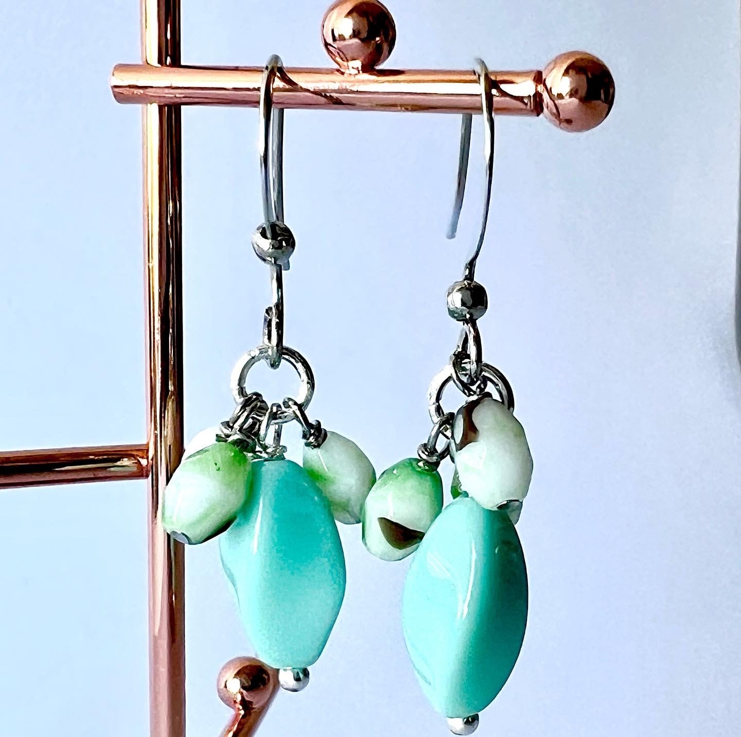 チェコビーズピアス＊ペパーミントグリーン | KIKI collection