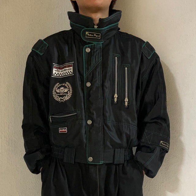 #7080 "PHENIX" stitch embroidered gimmick design short blouson jacket