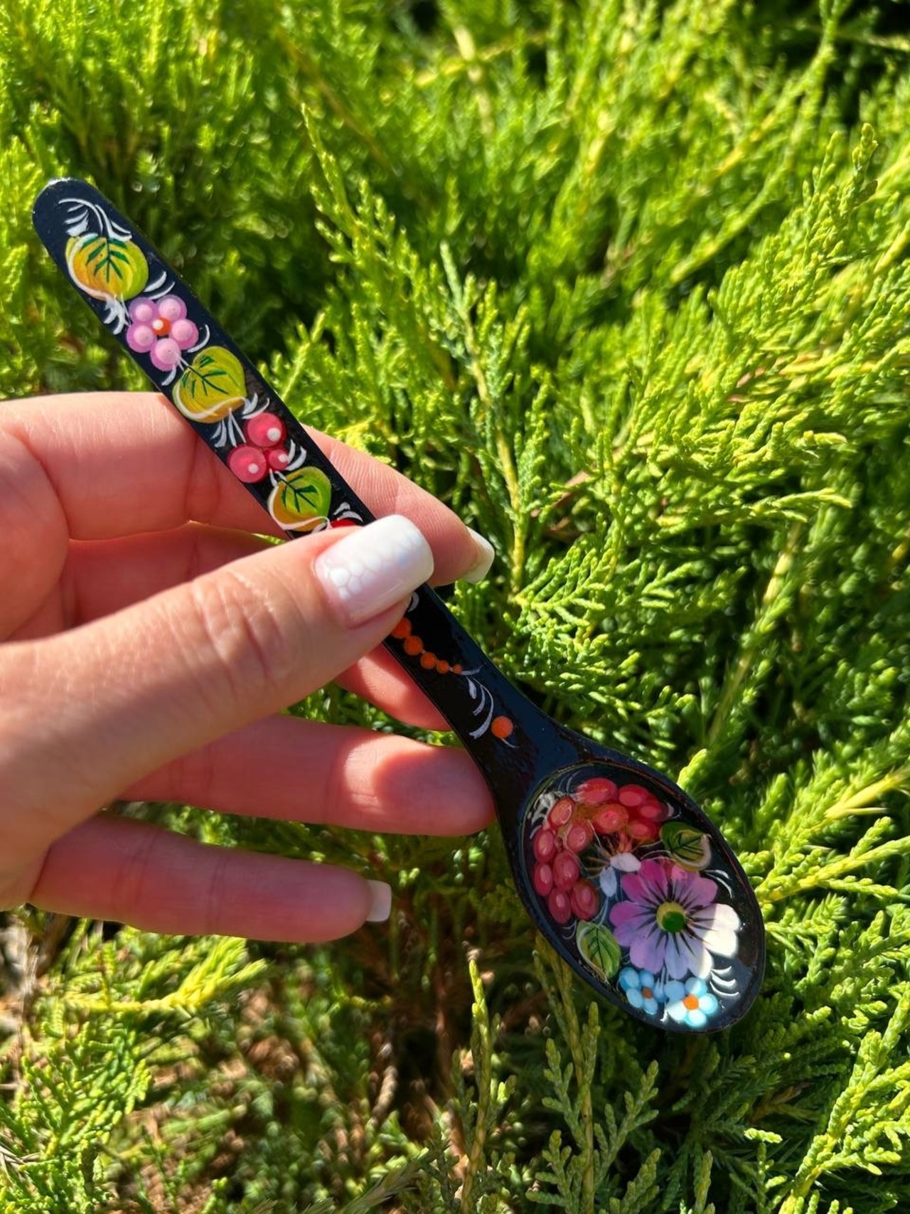 ペトリキフカ塗り　木製スプーン（ホメンコ作) 16cm - 1