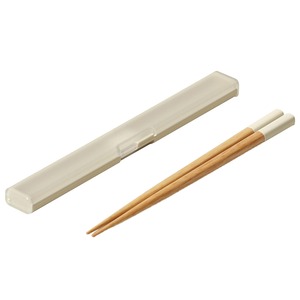 【在庫のみ】ansio 音がなりにくい 抗菌 箸 18cm スリム 箸箱 セット 天然木 サンド ベージュ 食洗機 対応 日本製 HS-18