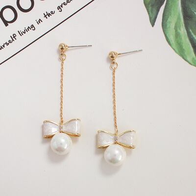 ロングリボンパールピアス イヤリング Ac011 Mimipecher ミミペシェ ロングリボンパールピアス イヤリング Ac011 Mimipecher ミミペシェ