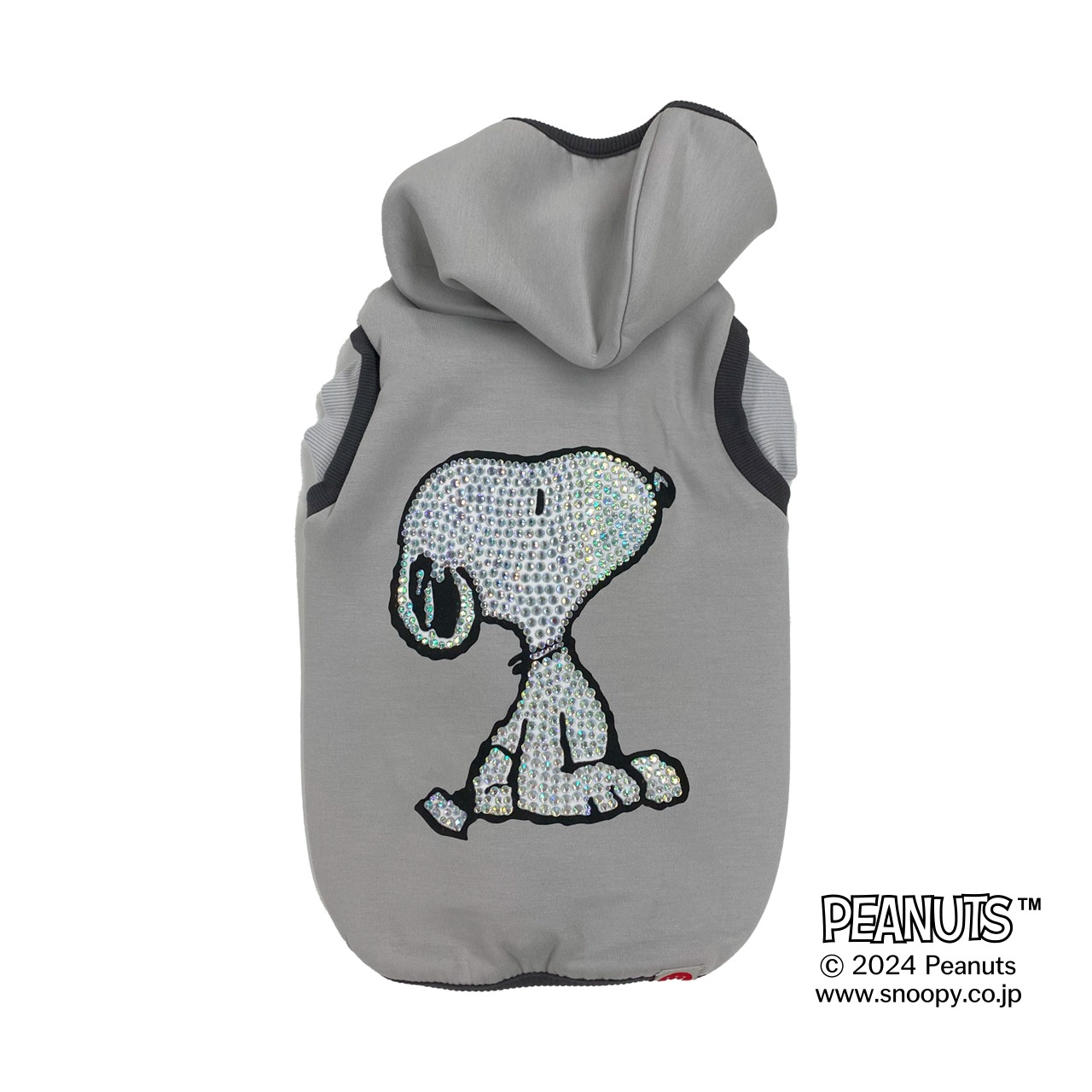 PEANUTS & MAISON TARTS MT24SN202-D-LS 半袖フードパーカー GY グレイ ダンボールニット×ラインストーン