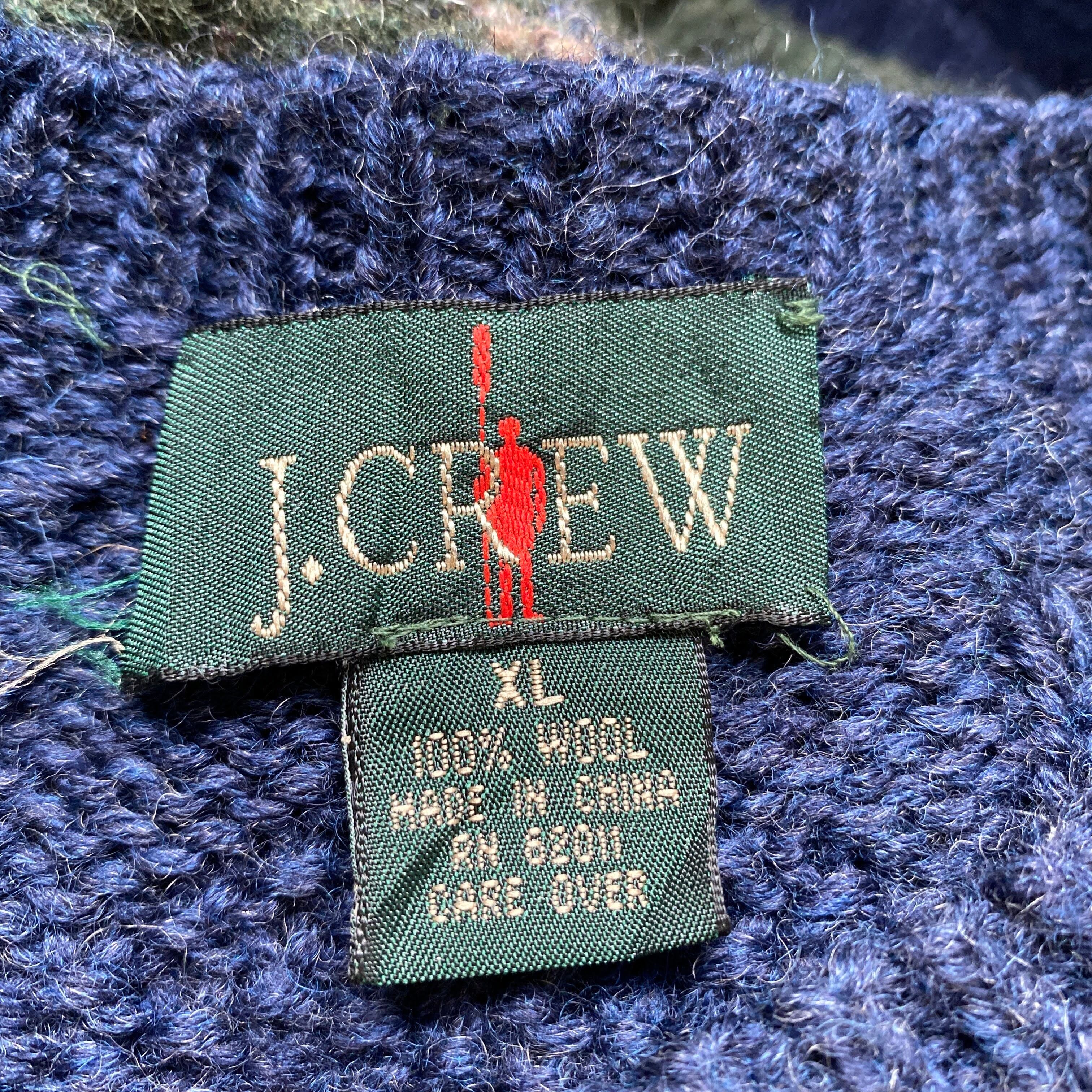 90年代 ジェイクルー J.Crew チェック柄 ウールニットセーター メンズXL ヴィンテージ /eaa297140