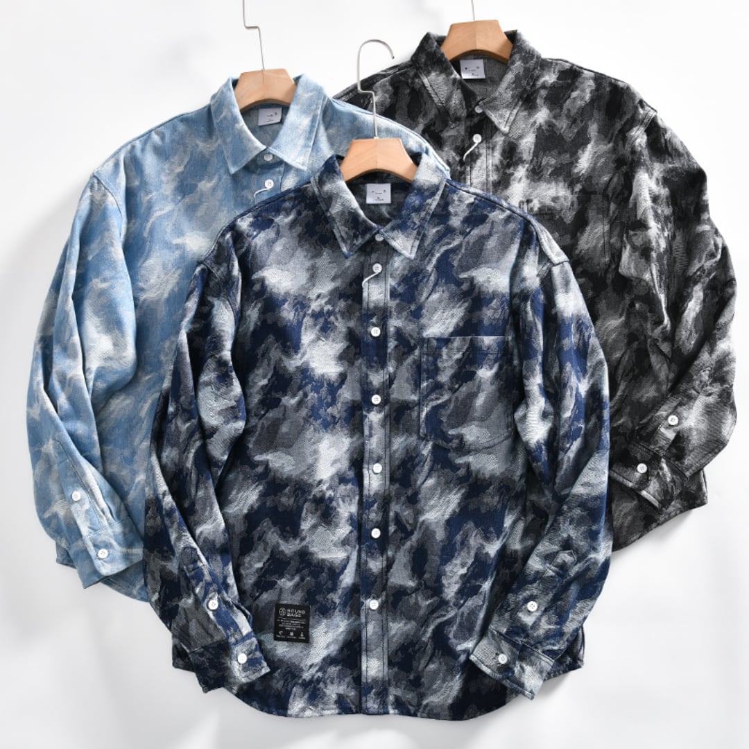 パッチポケット付き柄シャツ 3XLまで対応 A18864