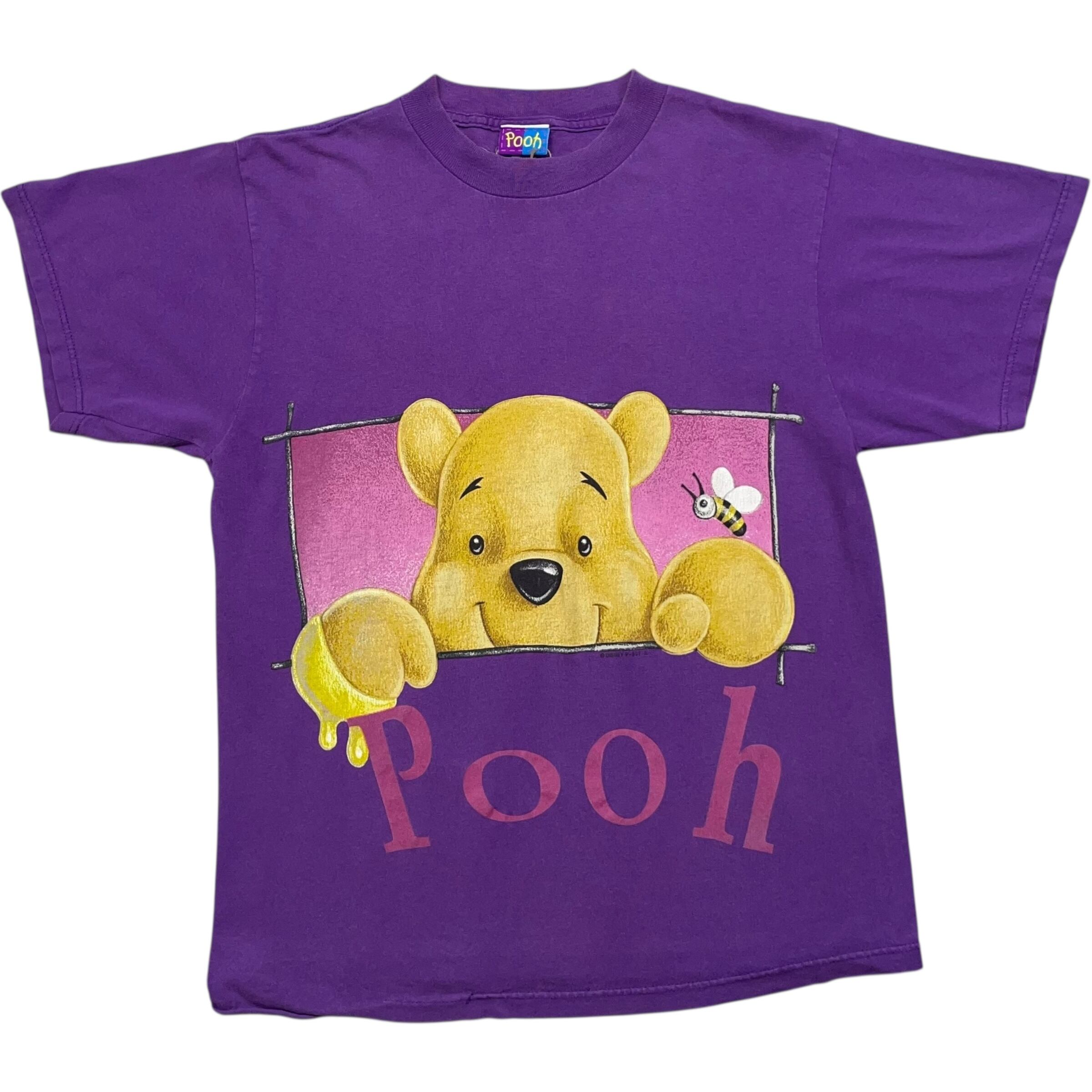 《M》 Disney ディズニー Pooh Tシャツ プーさん プリント パープル 90年代 vintage no.7601