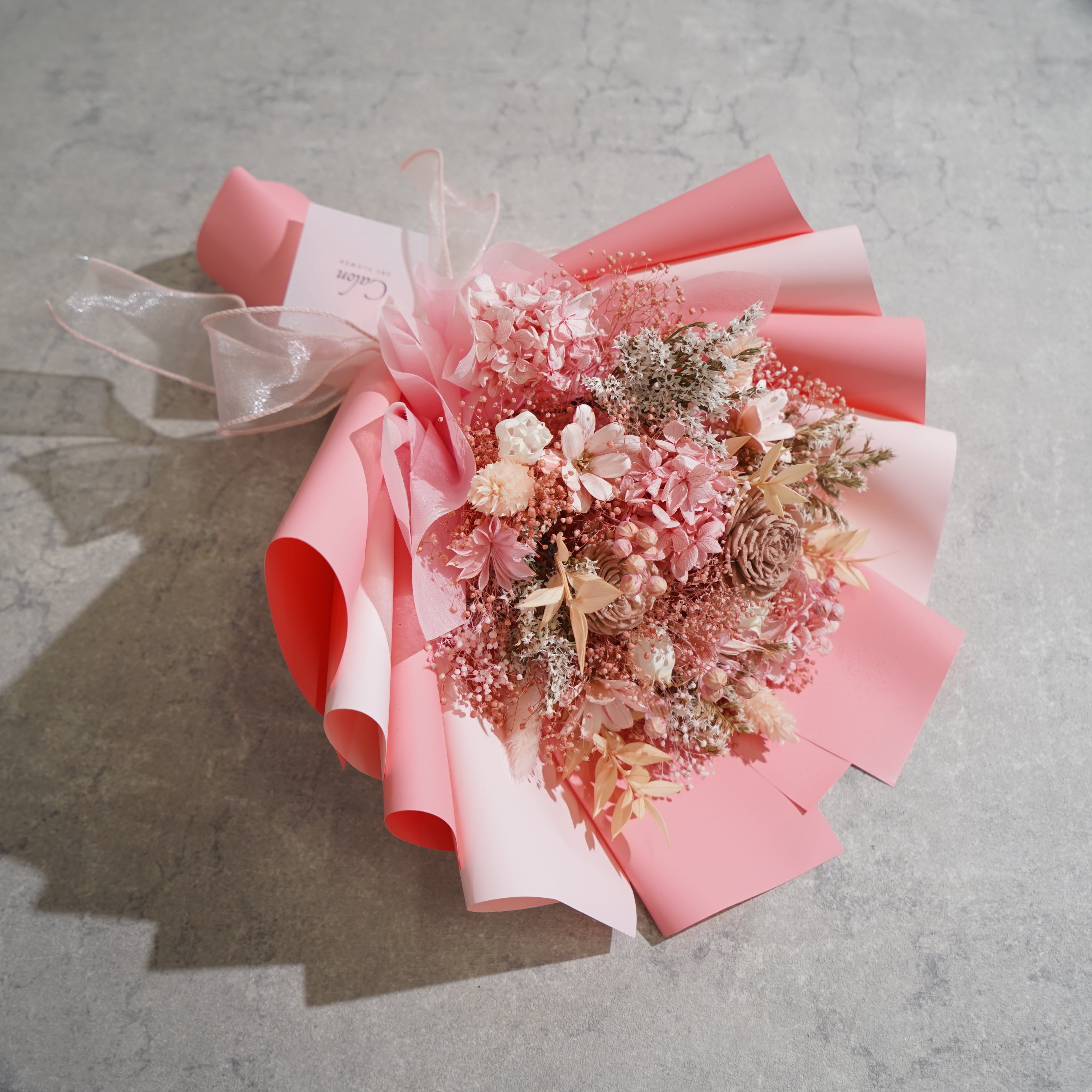 ドライフラワーの花束 Mサイズ ライトピンク M-419≪限定1点≫