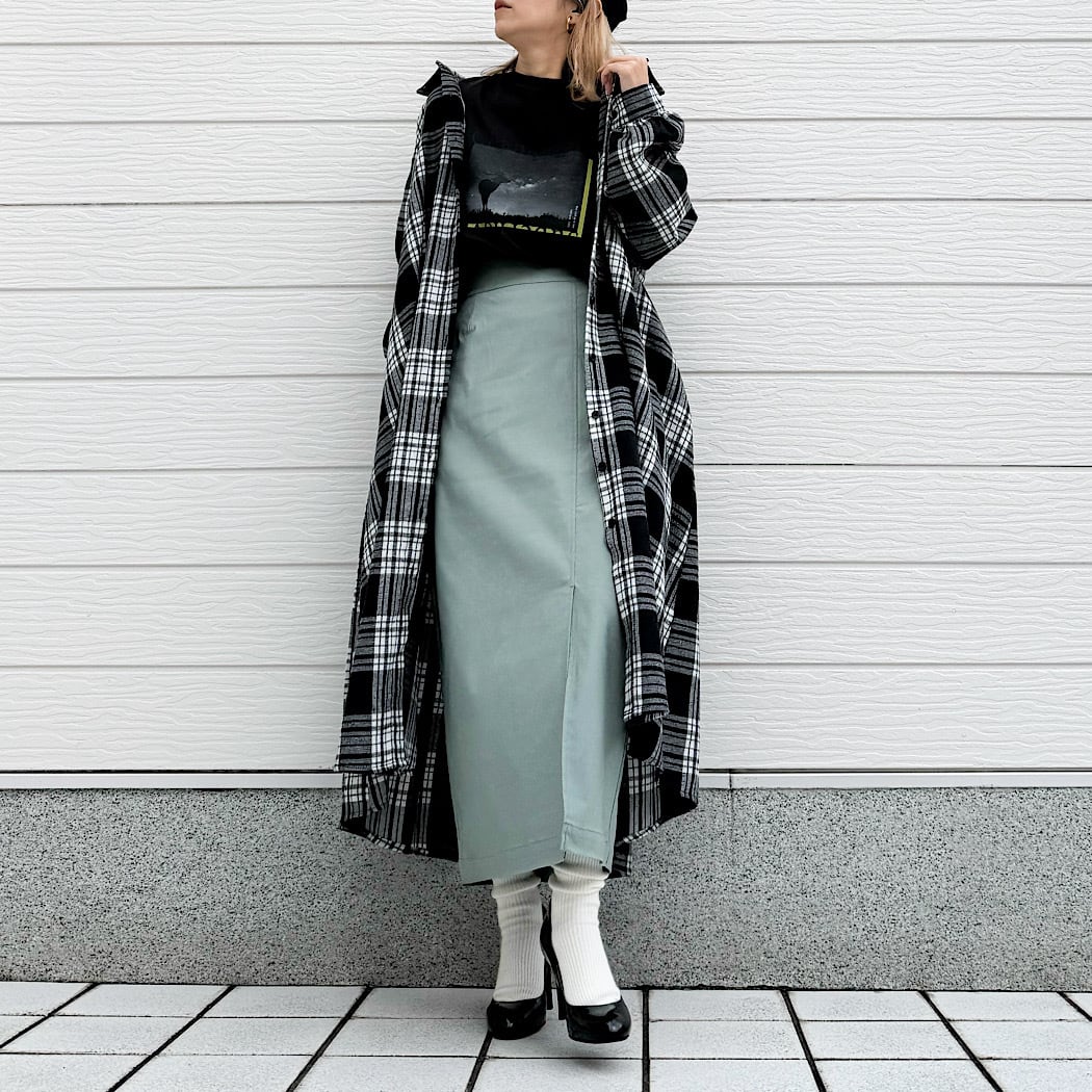 【NET限定アイテム】チェックAラインシャツワンピース