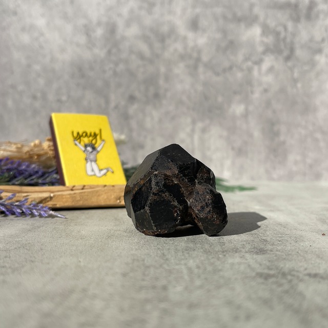 マダガスカル産 アルマンディン・ガーネット 原石｜黒に潜む深紅の結晶｜オールドストック 一点もの