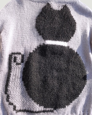 【古着】鈴付きの黒猫ニット