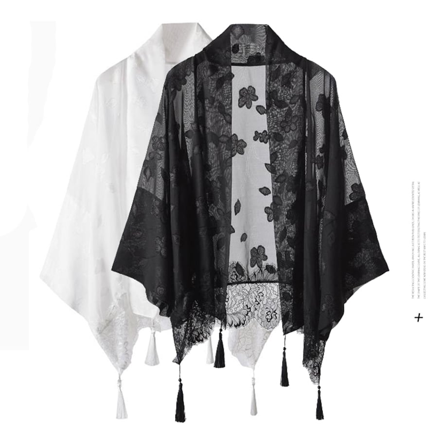 ゴスロリ通販 With U 地雷 羽織り チャイナ風 レース 透け感 ユニセックス オーバーサイズ