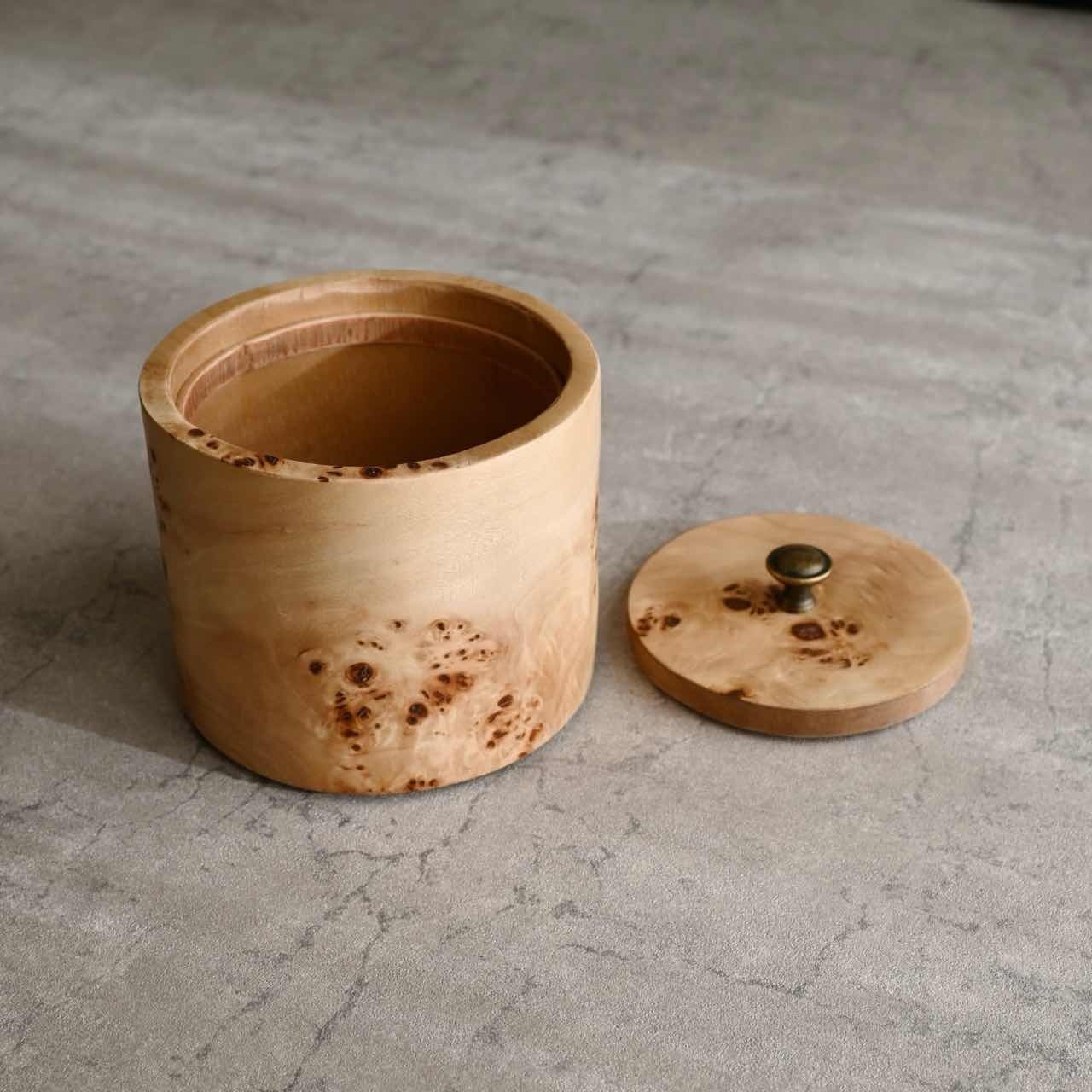 完売 】バーチバークふたつきボックス｜円筒形 小物入れ レトロ