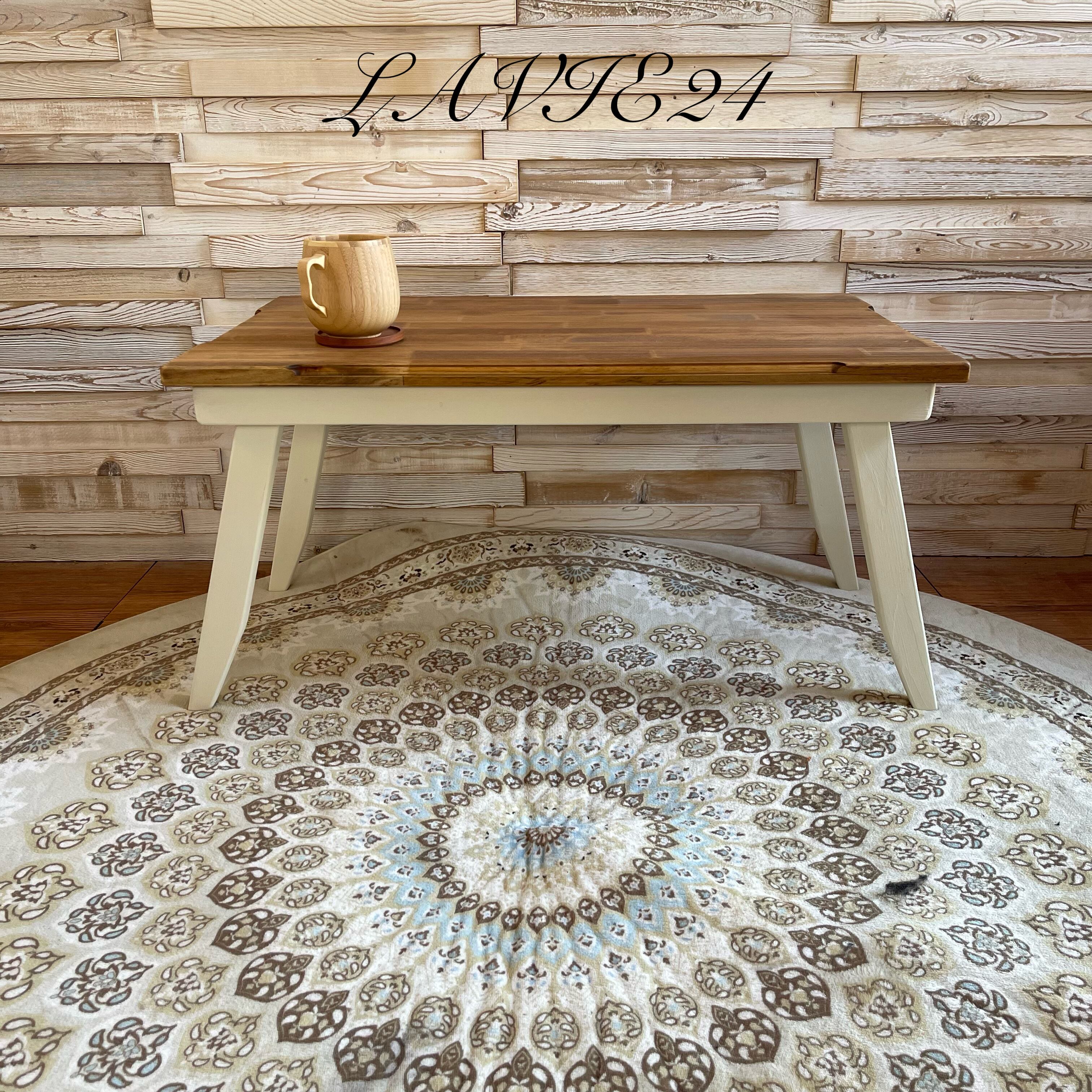 カフェテーブル D-3 サイズ変更 可能 コットン色 猫足風 デザイン ローテーブル