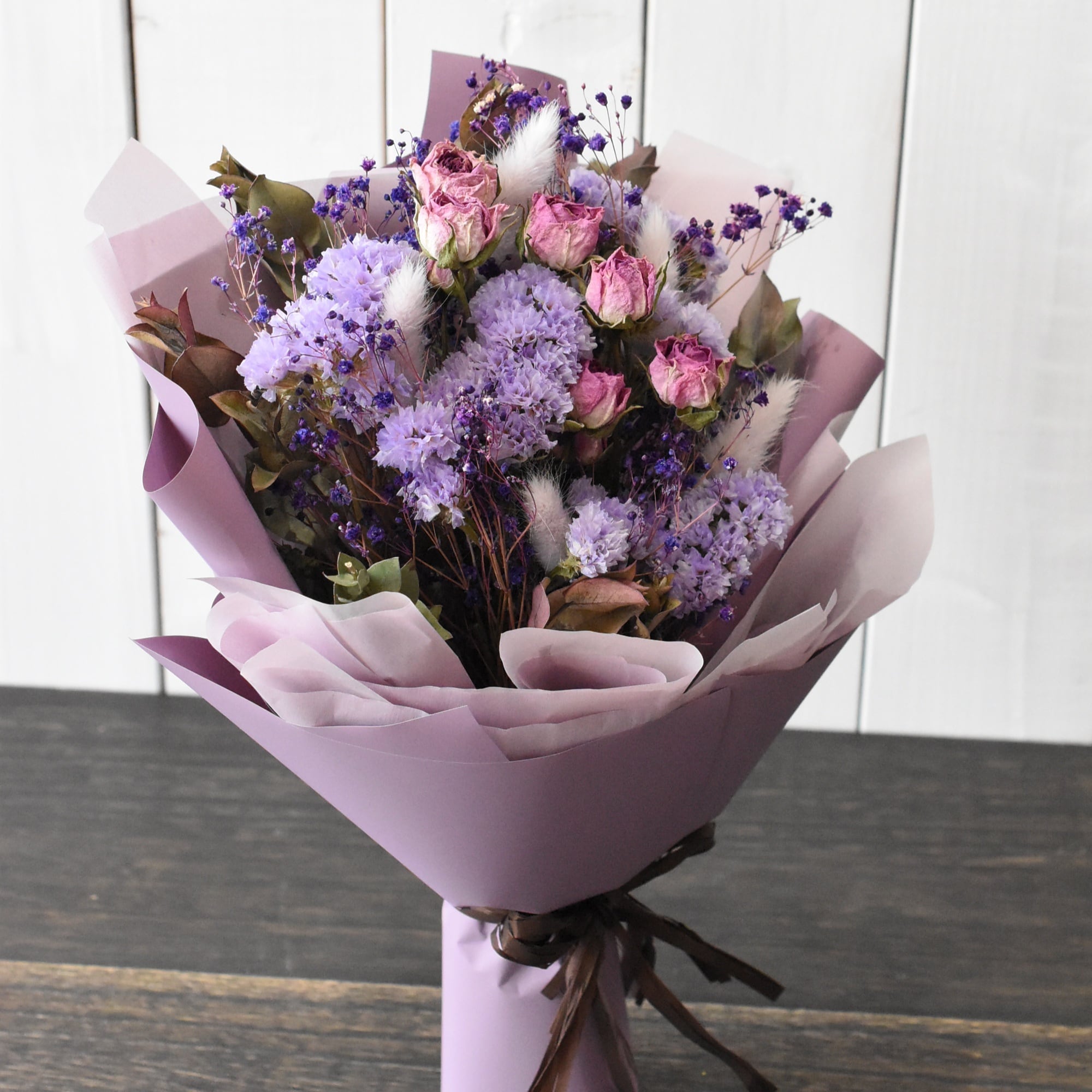 スターチスのドライフラワーブーケ」 | フラワーブティックはなむら