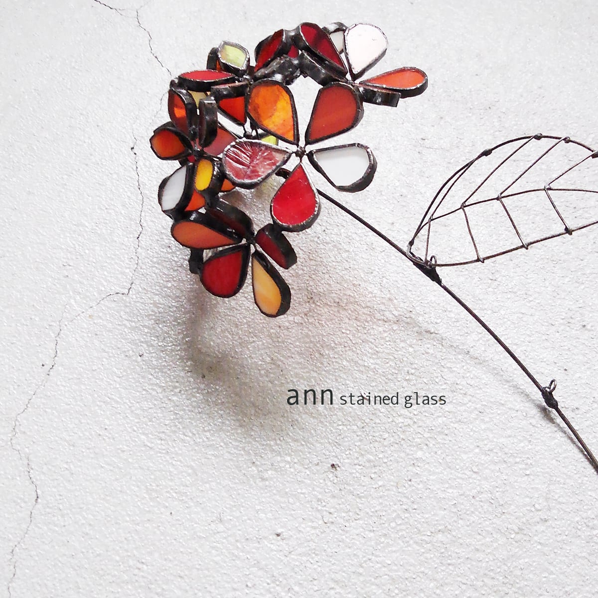 ステンドグラス紫陽花-赤 | ann stained glass