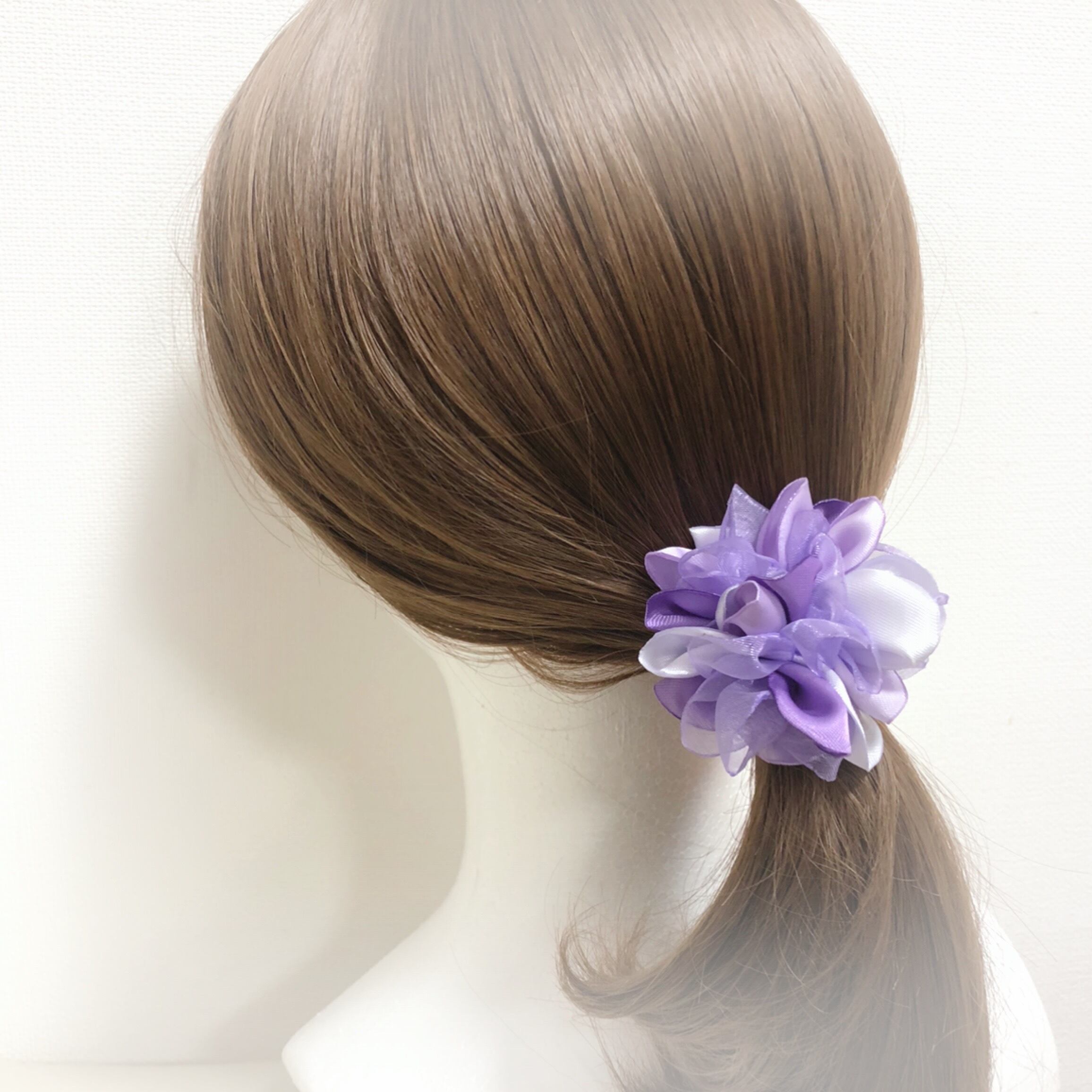 透け感軽い花びらのヘアゴム 紫 | PAY ID
