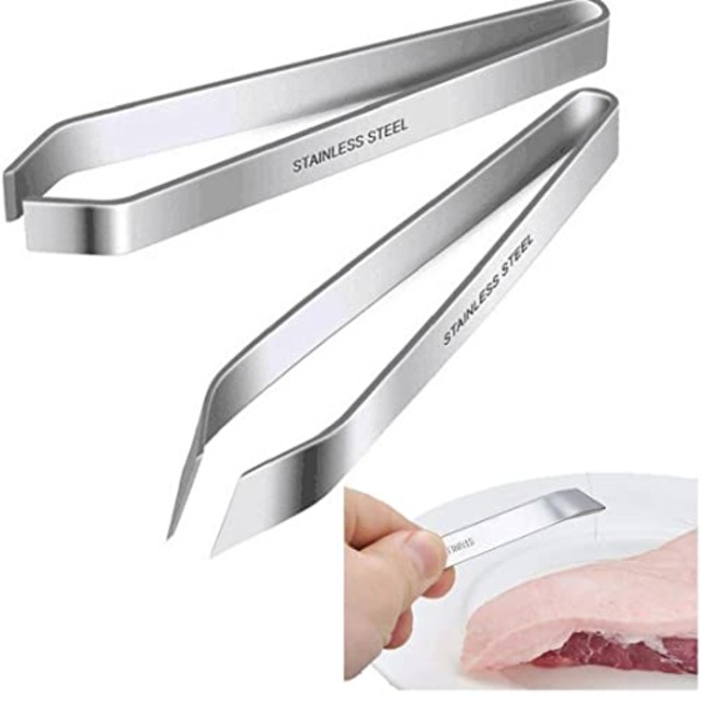 Fopytu 魚の骨用の魚のピンセット、リムーバー ステンレス製の骨抜きピンセット 魚の骨を取り除き、鶏の羽を引き抜くプロ用 2本セット