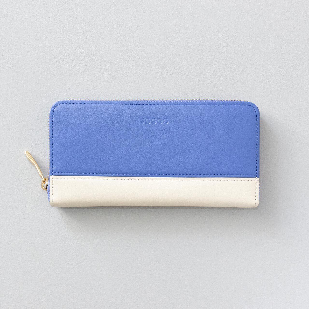 シンプルラウンド長財布(バイカラー)| モーニングブルー・アイボリーホワイト