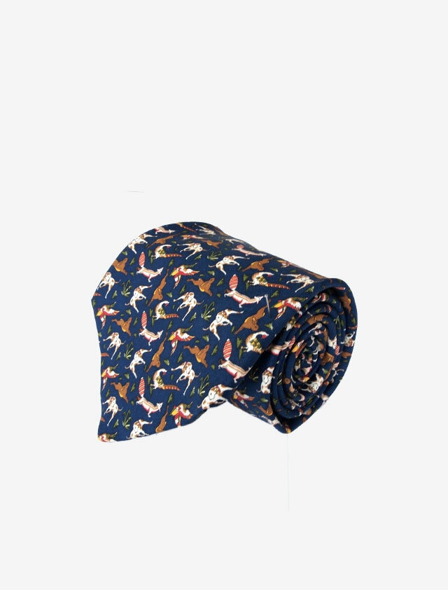 SALVATORE FERRAGAMO HUTING ANIMALS SILK TIE サルバトーレ フェラガモ シルク ネクタイ ハンティング アニマル