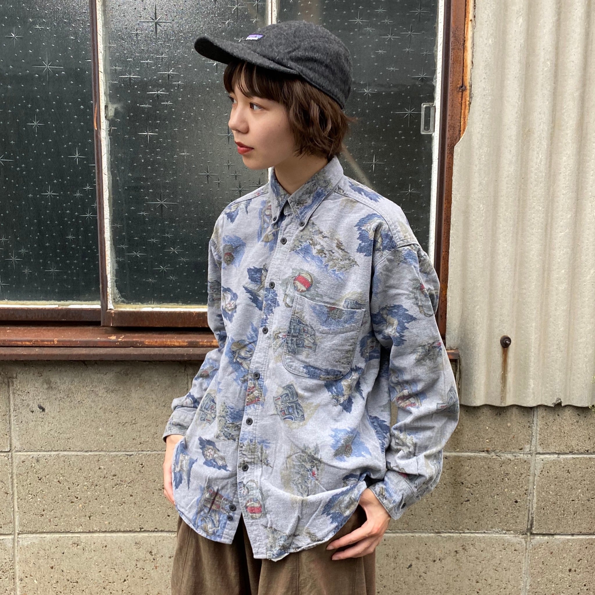 80〜90年代 80s 90s WOOLRICH ウールリッチ 総柄シャツ ライト