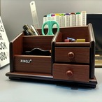 文房具収納 小物収納棚 木製 引き出し付 多機能 デスクオーガナイザー レトロ おしゃれ ヴィンテージ 北欧