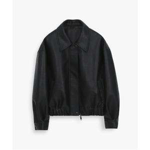 [LAFUDGE FOR WOMAN] Buffing Leather Over Fit Hidden Blouson Jacket_Black 正規品 韓国ブランド 韓国代行 韓国通販 韓国ファッション ジャケット
