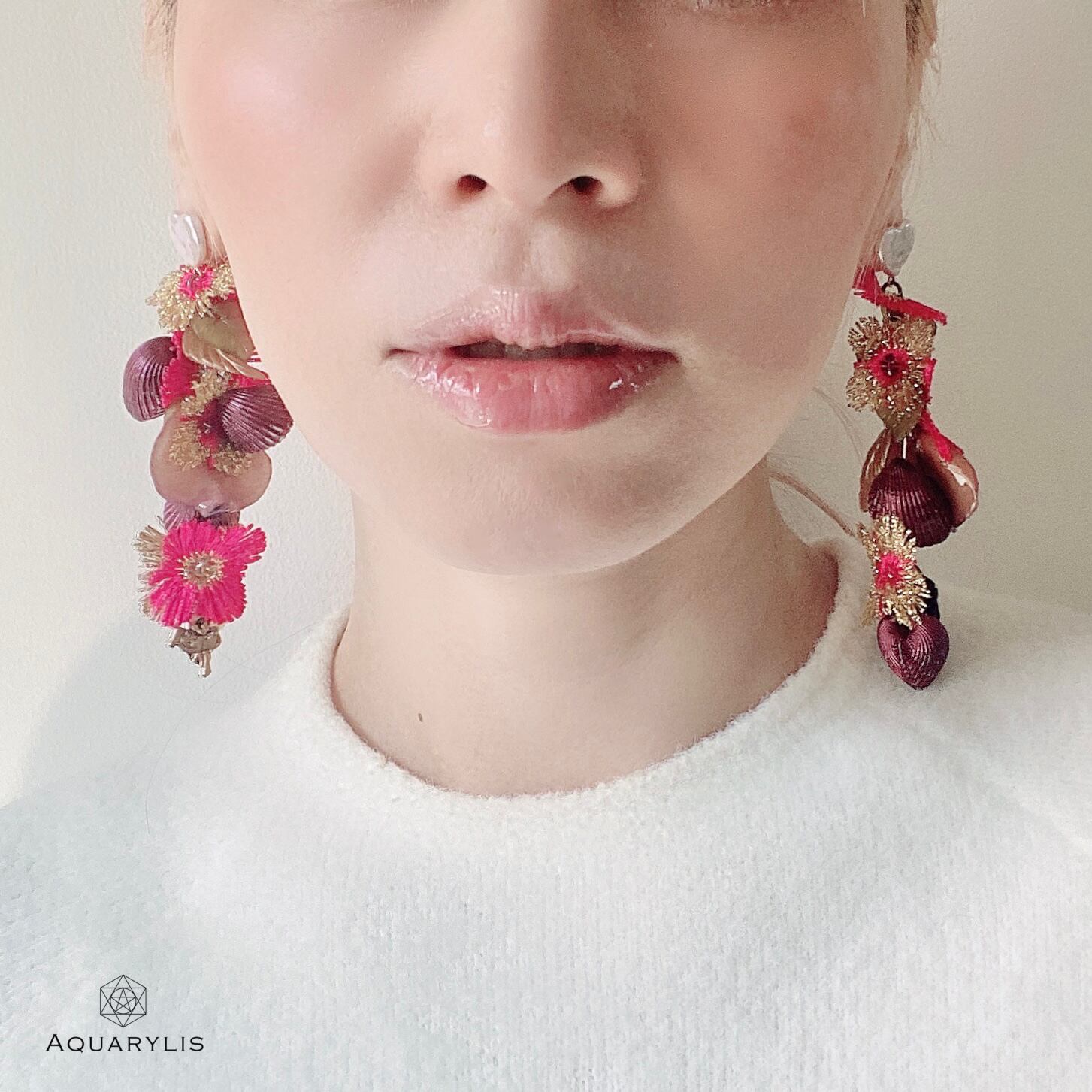 ピアス ハート ローズクォーツ 天然石 パワーストーン 001