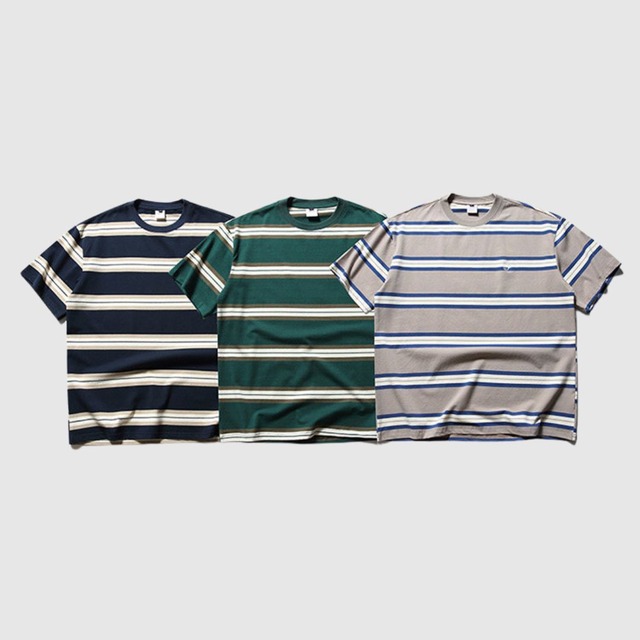 ラウンドネックボーダーTシャツ H2812