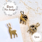 【 ゴールド 鹿 ピンバッジ 】 1個 トナカイ ニホンジカ ヘラジカ バンビ 動物 イベント ブローチ 胸飾り 装飾ピン 黄金 縁起 アンティーク アクセサリー ジュエリー ファッション 小物 ワンポイント レディース コサージュ プレゼント おしゃれ アクセント かわいい