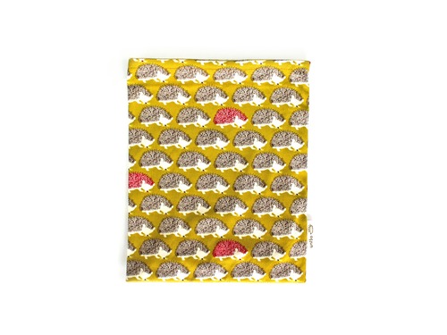 ハリネズミ用寝袋 M（夏用） 綿ツイル×スムースニット おさんぽハリネズミ イエロー  / Regular Snuggle Sack for Hedgehog for Summer