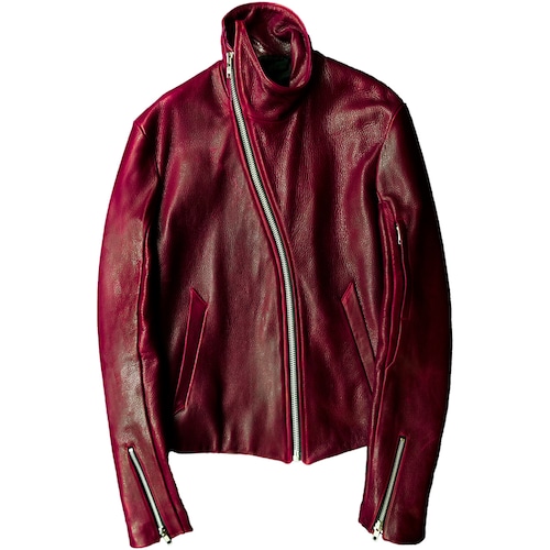 SINGLE ASYMMETRIC RIDERS JACKET WINE RED