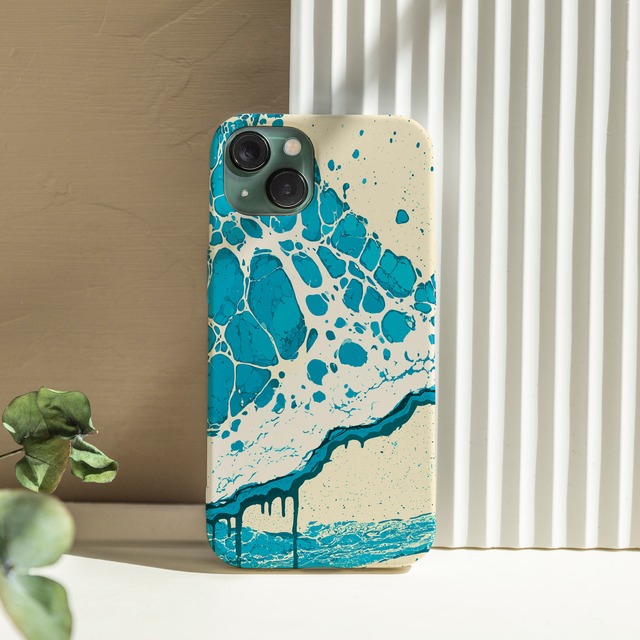 受注生産 iPhoneケース 水色ドットのスプラッシュ抽象｜ポップアート PABS066A