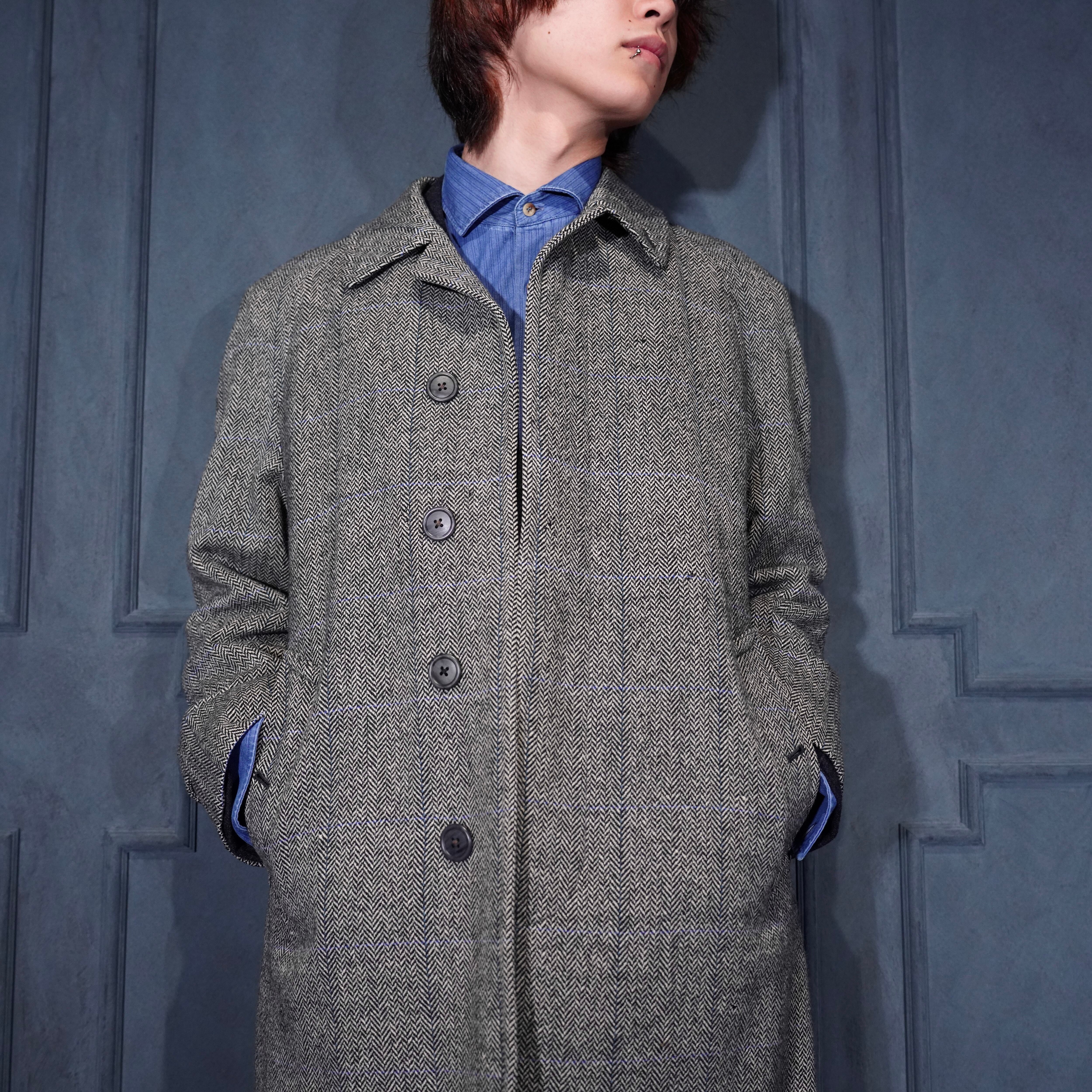 Burberrys CHECK PATTERNED TWEED WOOL BALMACAAN COAT/バーバリー