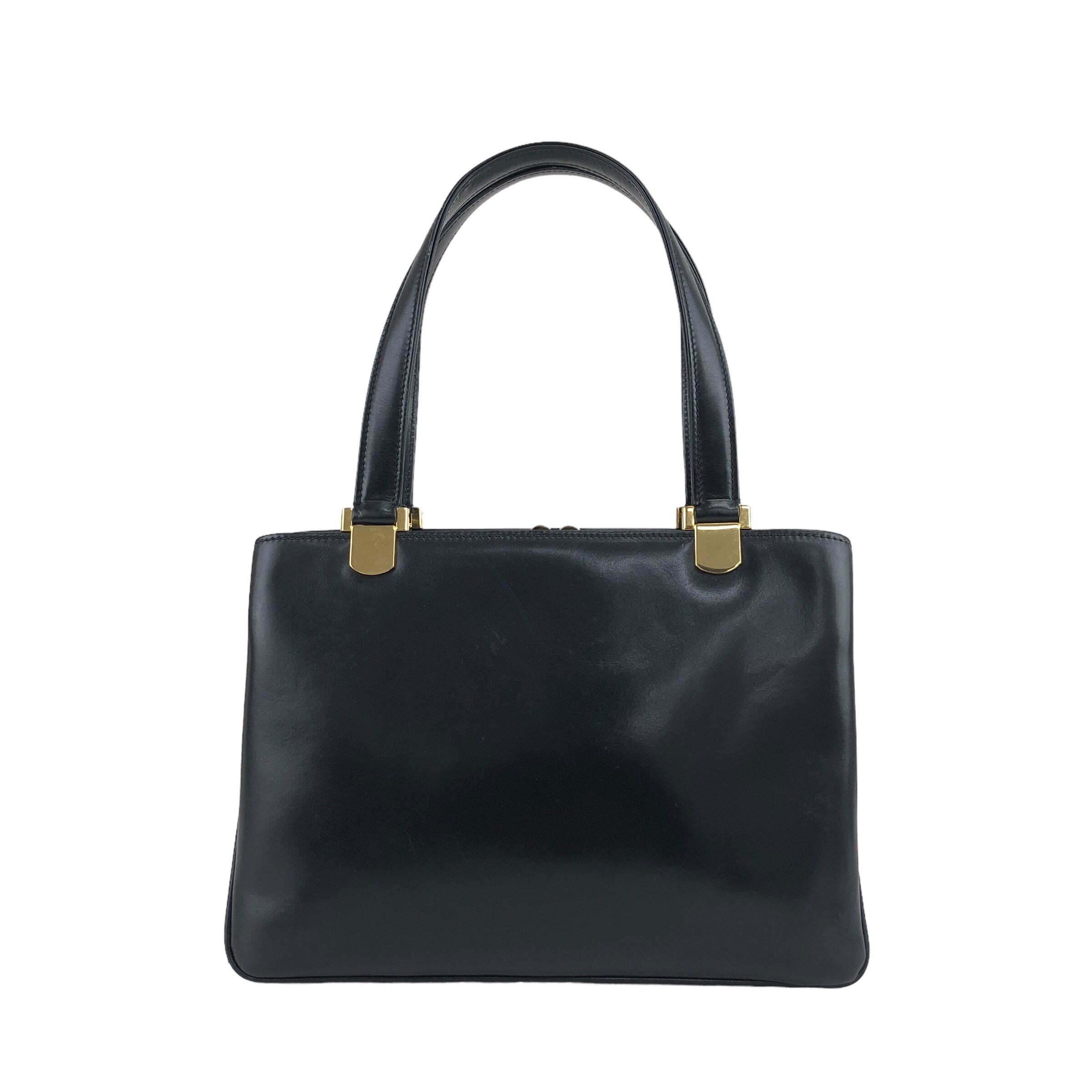 GUCCI ハンドバッグ 黒 ヴィンテージ GUCCI グッチ ハンドバッグ ブラック GG がま口 vintage ヴィンテージ