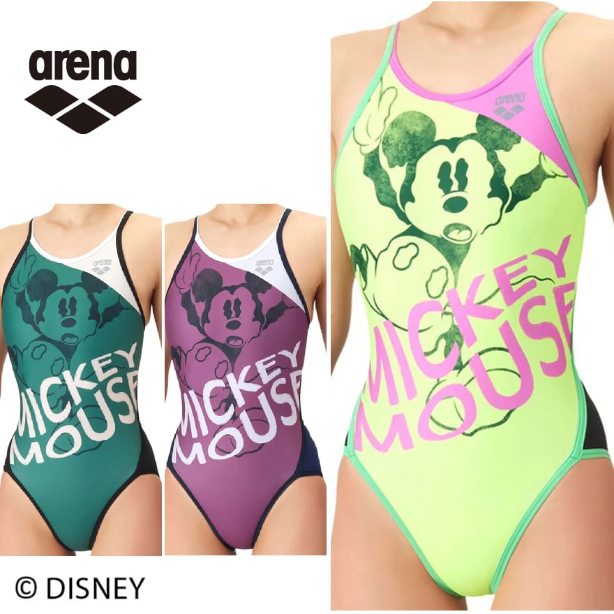 アリーナ競泳水着〈ミッキーマウス〉ハイレグ ニュークスモデル サイズM 美品 arena アリーナ AS6SWM50G DISNEY ミッキーマウス タフスーツ 練習用