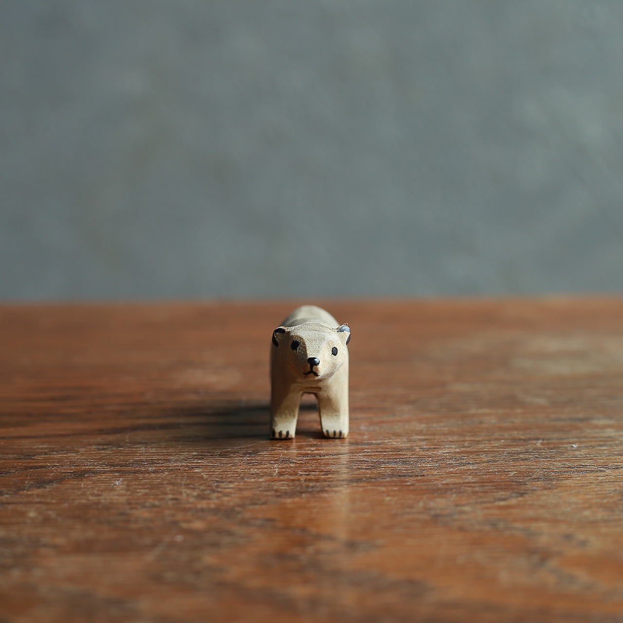 ちょこんと見つめる、小さなクマ（子）