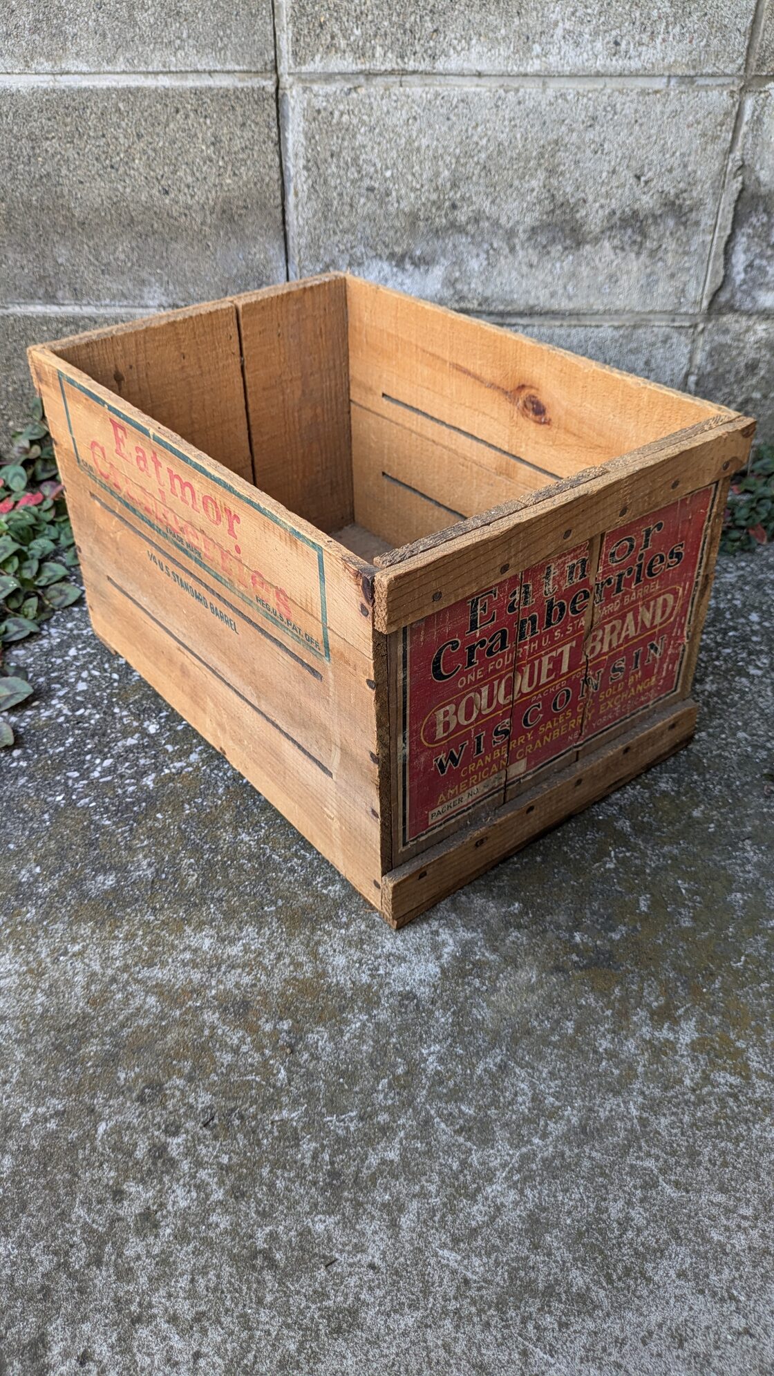 Vintage Eatmor Cranberries WoodBox Crate ビンテージ ウッドボックス 