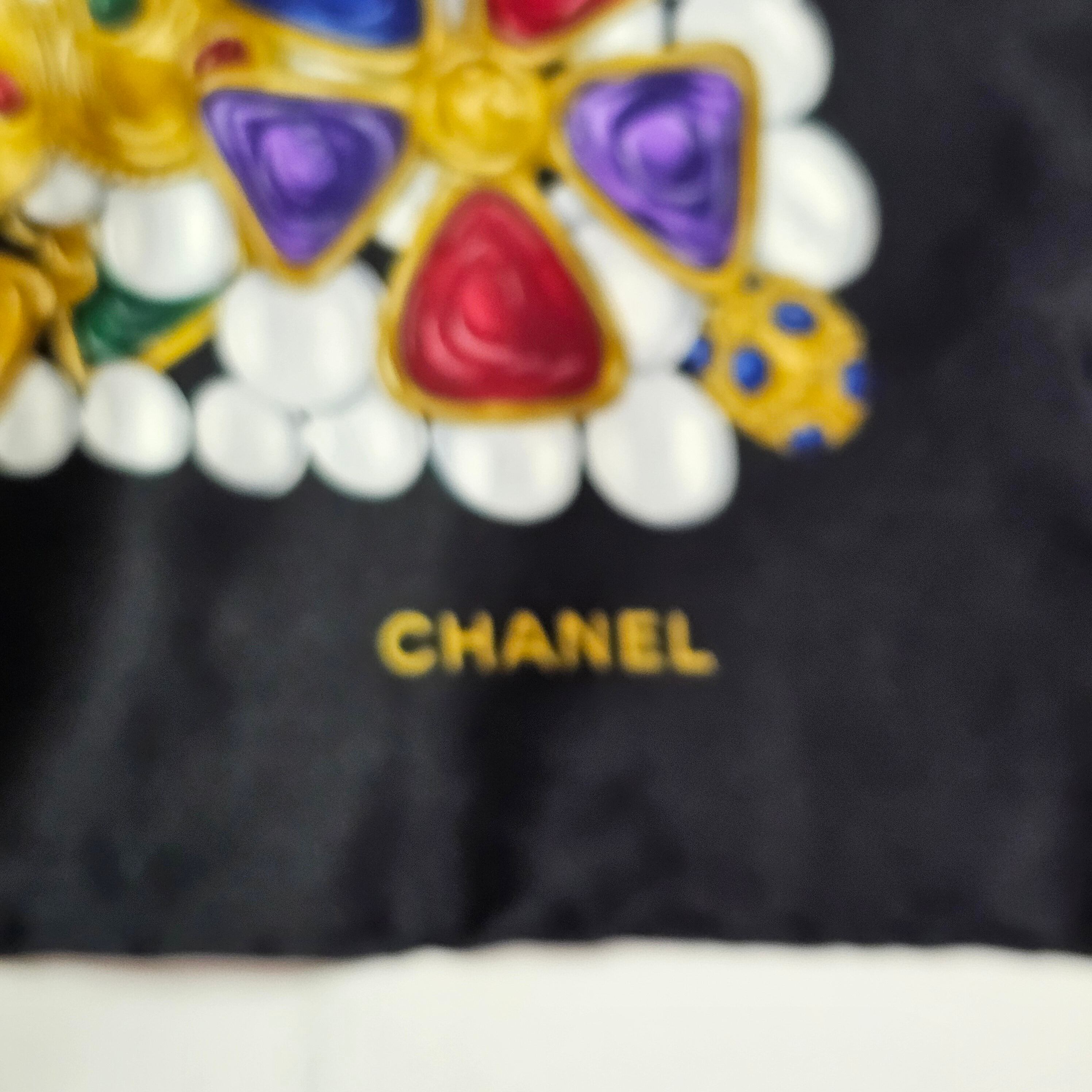 極美品】シャネル スカーフ チェーン ジュエリー 黒 金 国内タグ